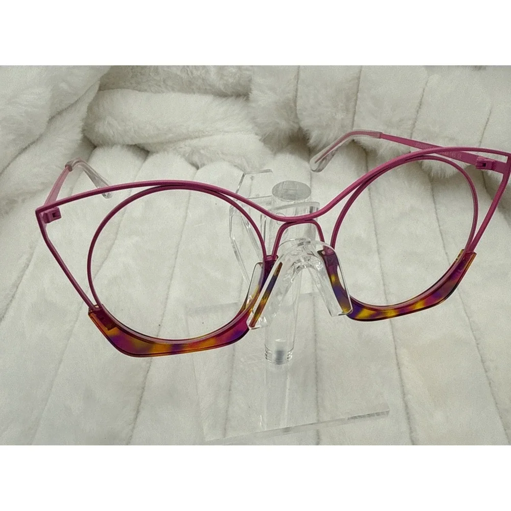 ZEELOOL Cat Eye Pink Full Rim Eyeglass Frames for Women Colorful bottom frame